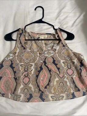 BCBGeneration Sleeveless Paisley Tank in Pink, Navy, Gold